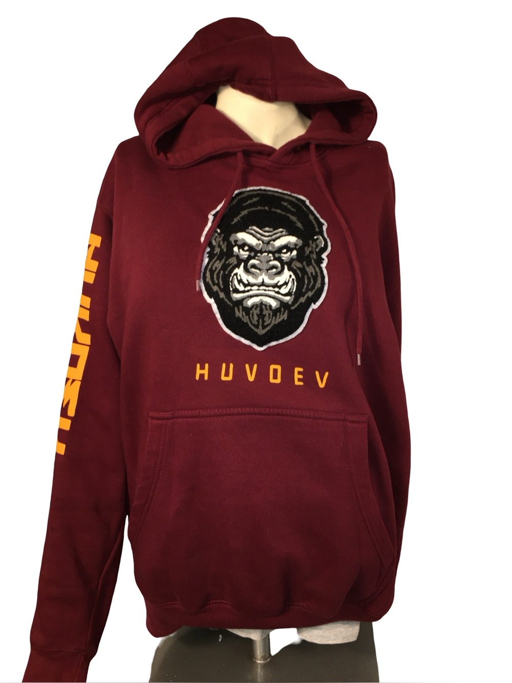 Women’s Maroon Hooded Sweatshirt with Gorilla Patch
